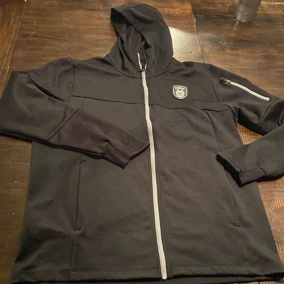 Black Hooded Men's Macron athleisure jacket XL - Picture 1 of 10